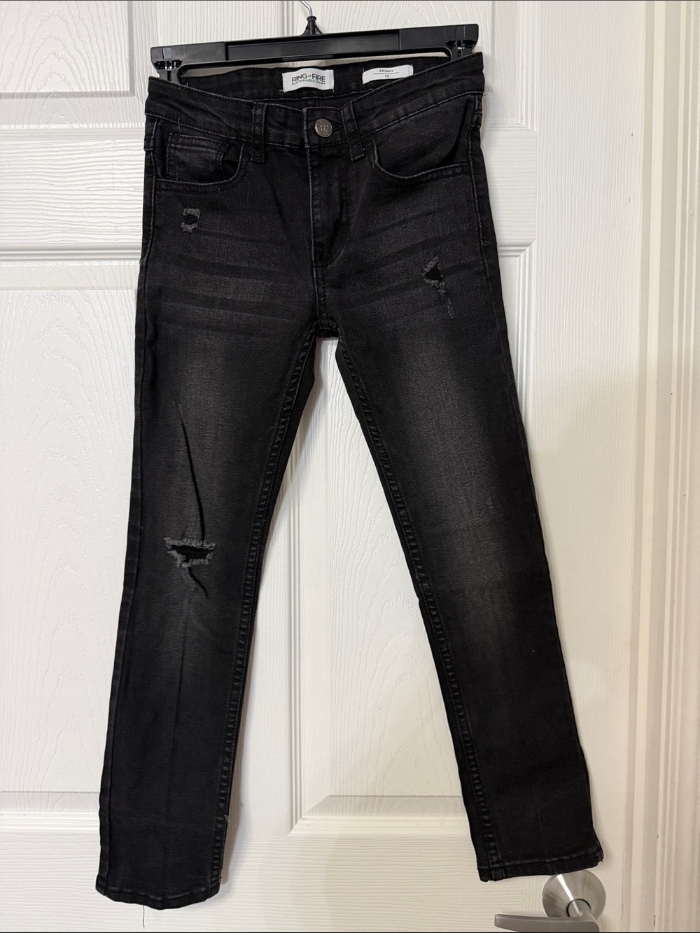 Ring of Fire Black Distressed Skinny Jeans for Kids